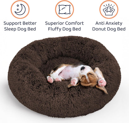 Calming Donut Dog Bed for Small Dogs, Round Dog Bed for Medium & Large Dogs