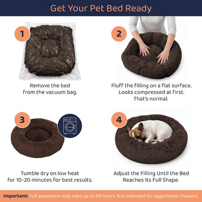 Calming Donut Dog Bed for Small Dogs, Round Dog Bed for Medium & Large Dogs