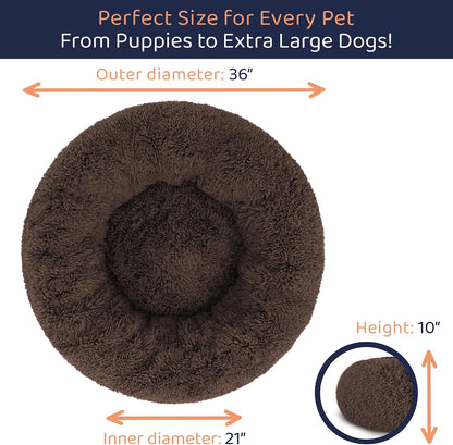 Calming Donut Dog Bed for Small Dogs, Round Dog Bed for Medium & Large Dogs