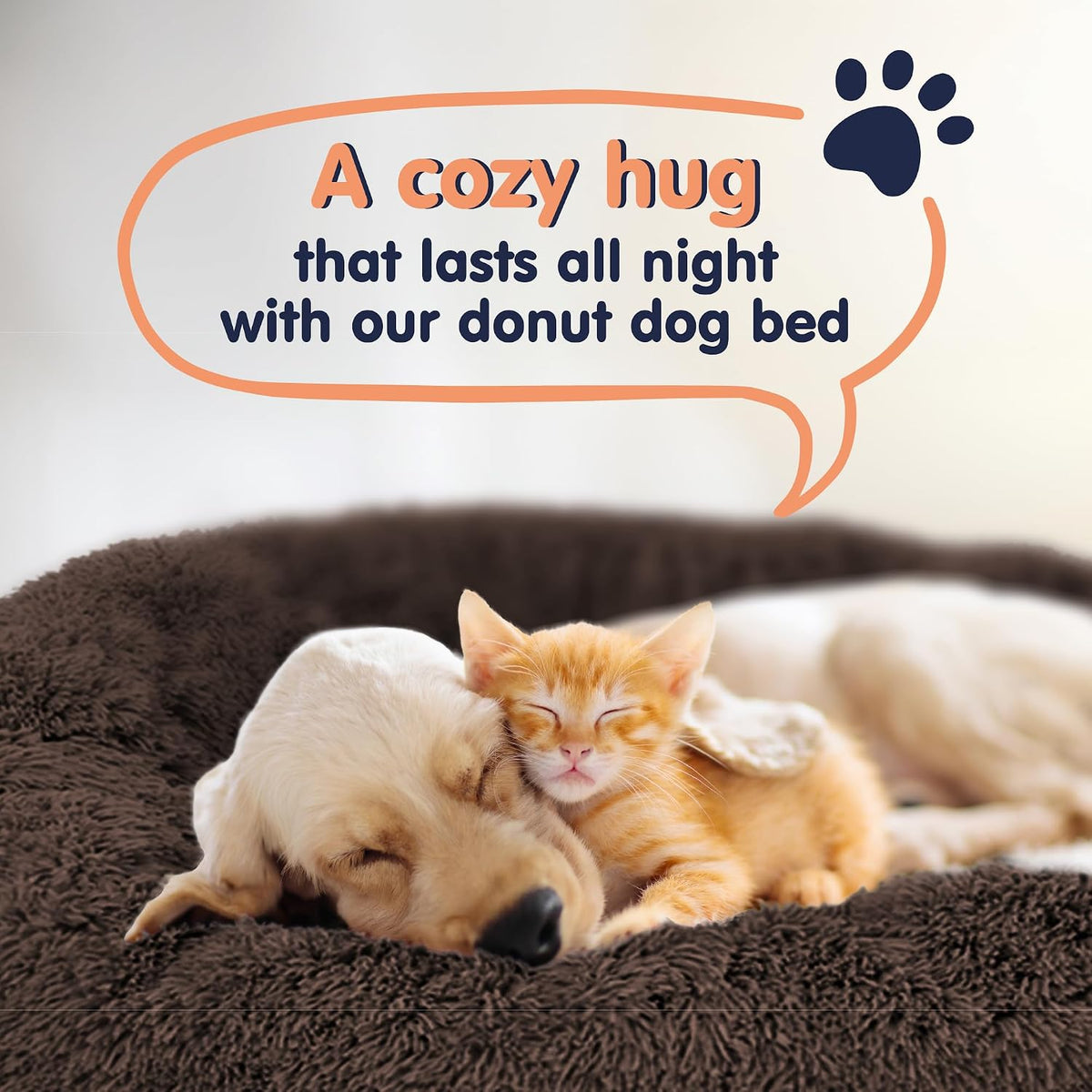 Calming Donut Dog Bed for Small Dogs, Round Dog Bed for Medium & Large Dogs