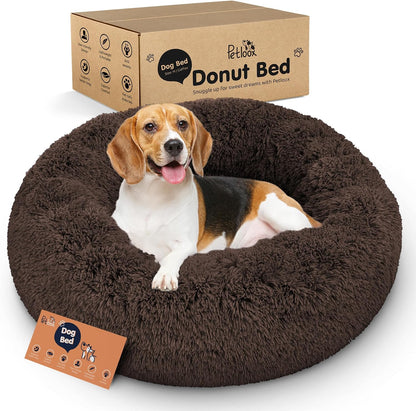 Calming Donut Dog Bed for Small Dogs, Round Dog Bed for Medium & Large Dogs