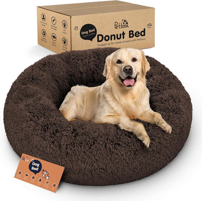 Calming Donut Dog Bed for Small Dogs, Round Dog Bed for Medium & Large Dogs
