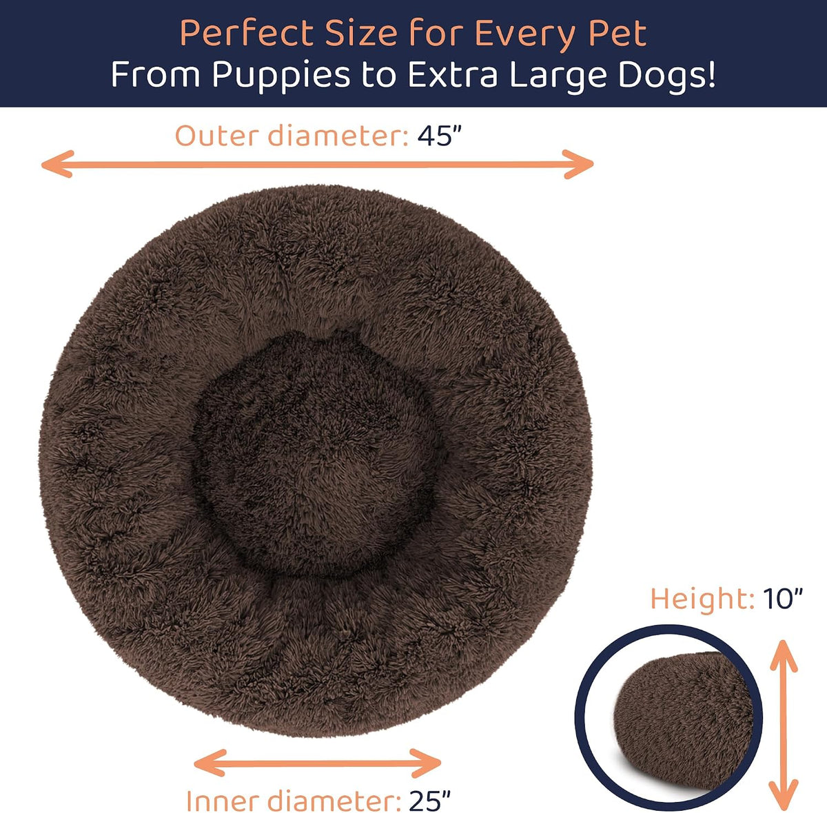 Calming Donut Dog Bed for Small Dogs, Round Dog Bed for Medium & Large Dogs