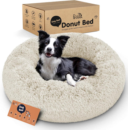 Calming Donut Dog Bed for Small Dogs, Round Dog Bed for Medium & Large Dogs