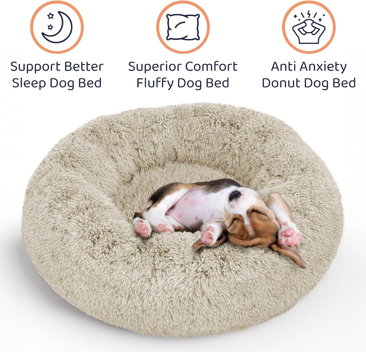 Calming Donut Dog Bed for Small Dogs, Round Dog Bed for Medium & Large Dogs