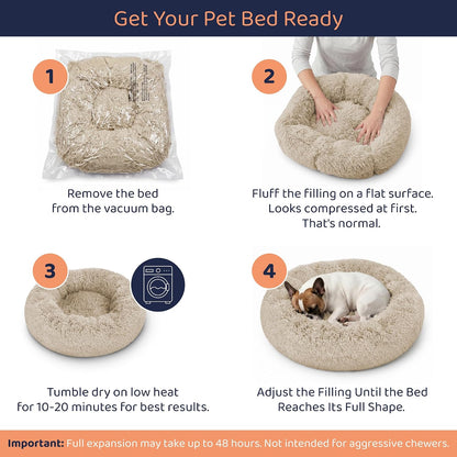 Calming Donut Dog Bed for Small Dogs, Round Dog Bed for Medium & Large Dogs