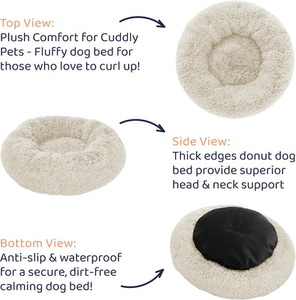 Calming Donut Dog Bed for Small Dogs, Round Dog Bed for Medium & Large Dogs
