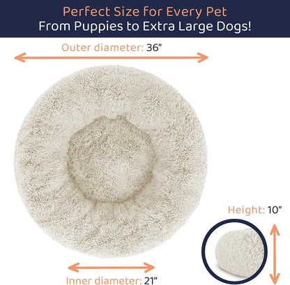 Calming Donut Dog Bed for Small Dogs, Round Dog Bed for Medium & Large Dogs