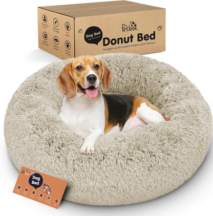 Calming Donut Dog Bed for Small Dogs, Round Dog Bed for Medium & Large Dogs