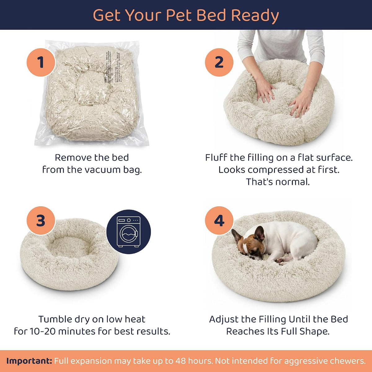 Calming Donut Dog Bed for Small Dogs, Round Dog Bed for Medium & Large Dogs