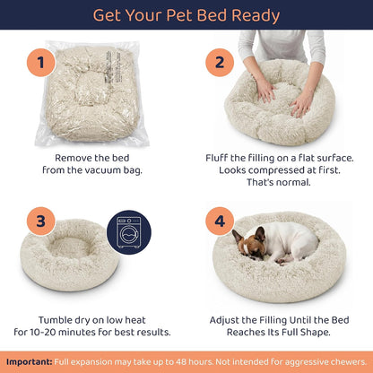 Calming Donut Dog Bed for Small Dogs, Round Dog Bed for Medium & Large Dogs