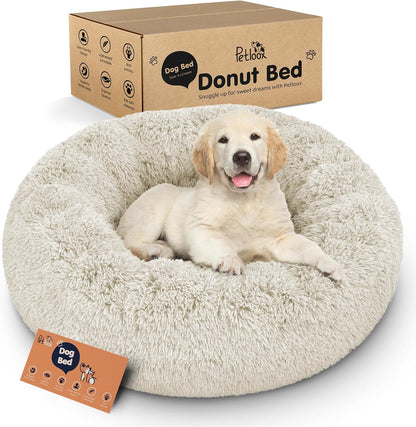 Calming Donut Dog Bed for Small Dogs, Round Dog Bed for Medium & Large Dogs