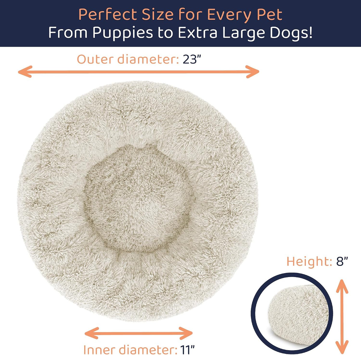 Calming Donut Dog Bed for Small Dogs, Round Dog Bed for Medium & Large Dogs