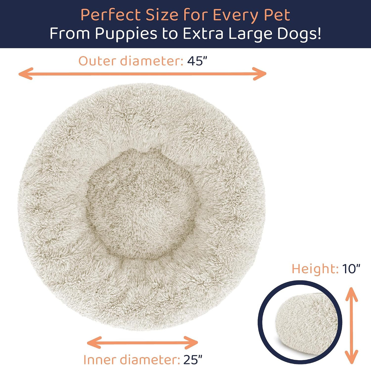 Calming Donut Dog Bed for Small Dogs, Round Dog Bed for Medium & Large Dogs