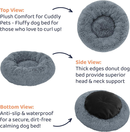 Calming Donut Dog Bed for Small Dogs, Round Dog Bed for Medium & Large Dogs