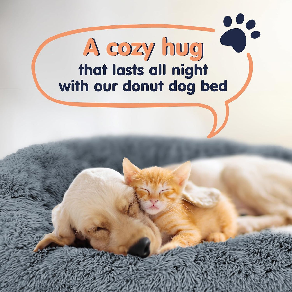 Calming Donut Dog Bed for Small Dogs, Round Dog Bed for Medium & Large Dogs