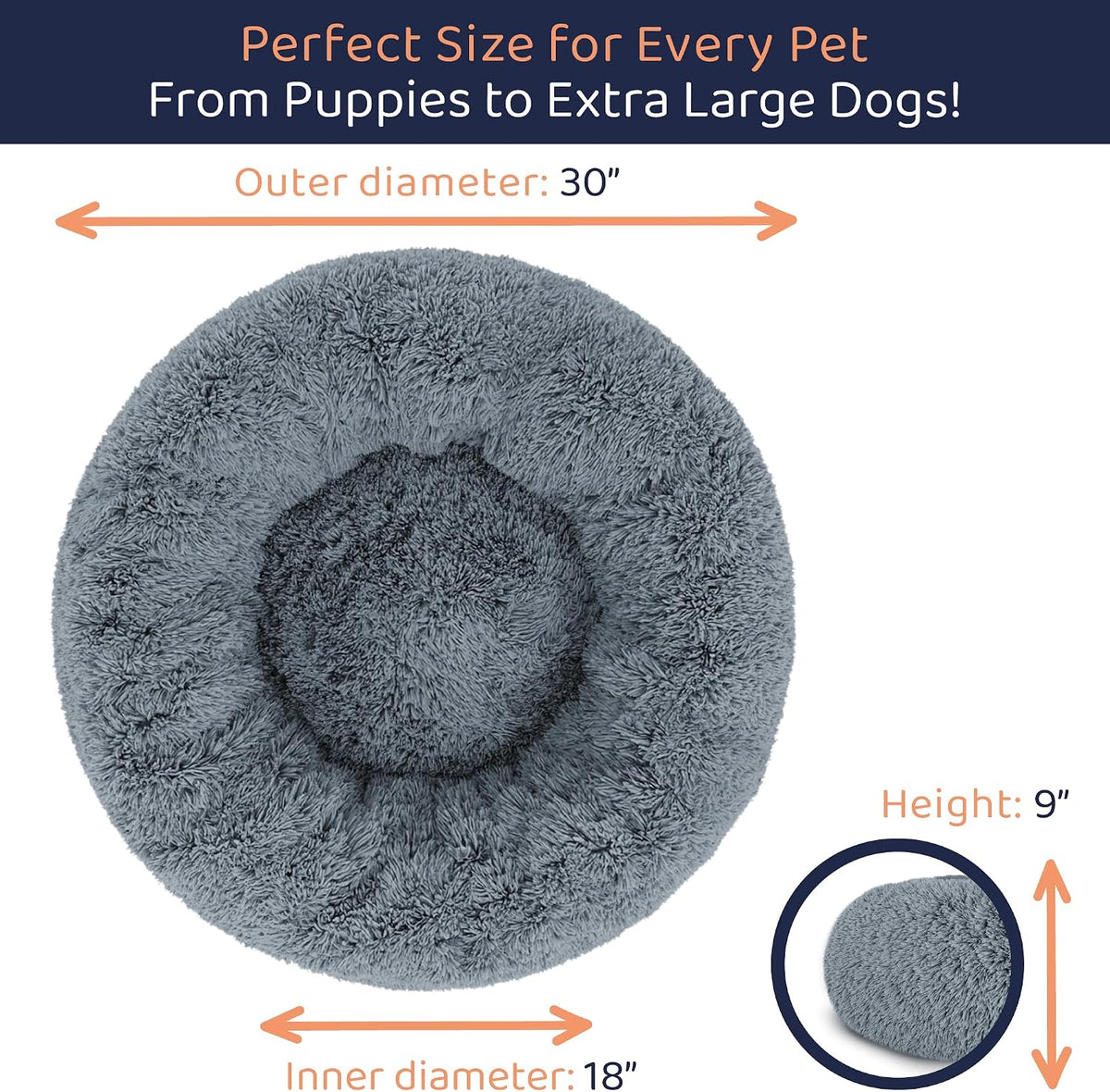 Calming Donut Dog Bed for Small Dogs, Round Dog Bed for Medium & Large Dogs
