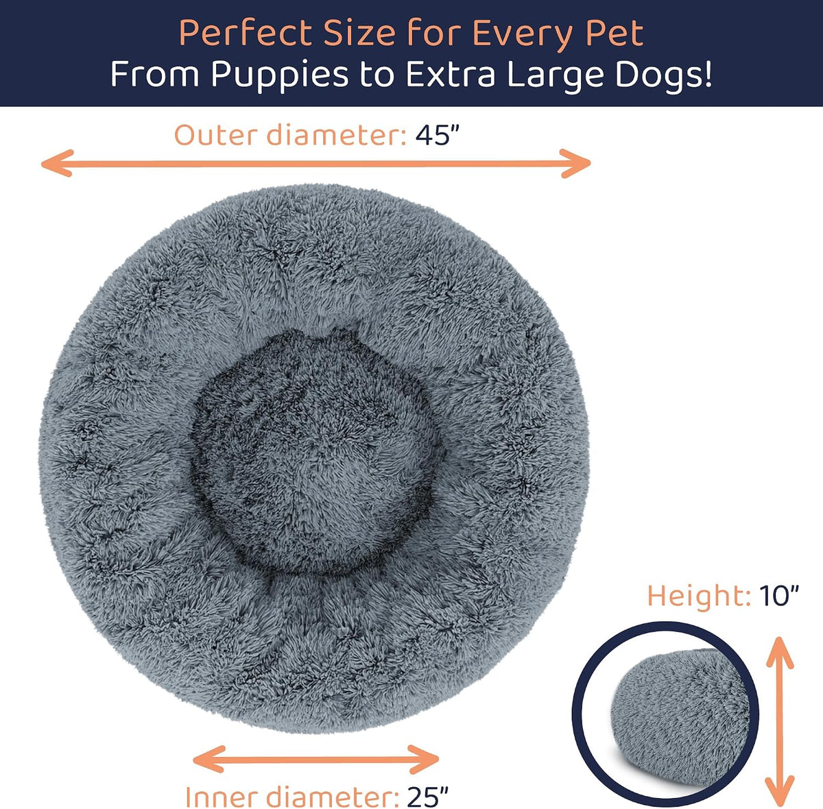 Calming Donut Dog Bed for Small Dogs, Round Dog Bed for Medium & Large Dogs