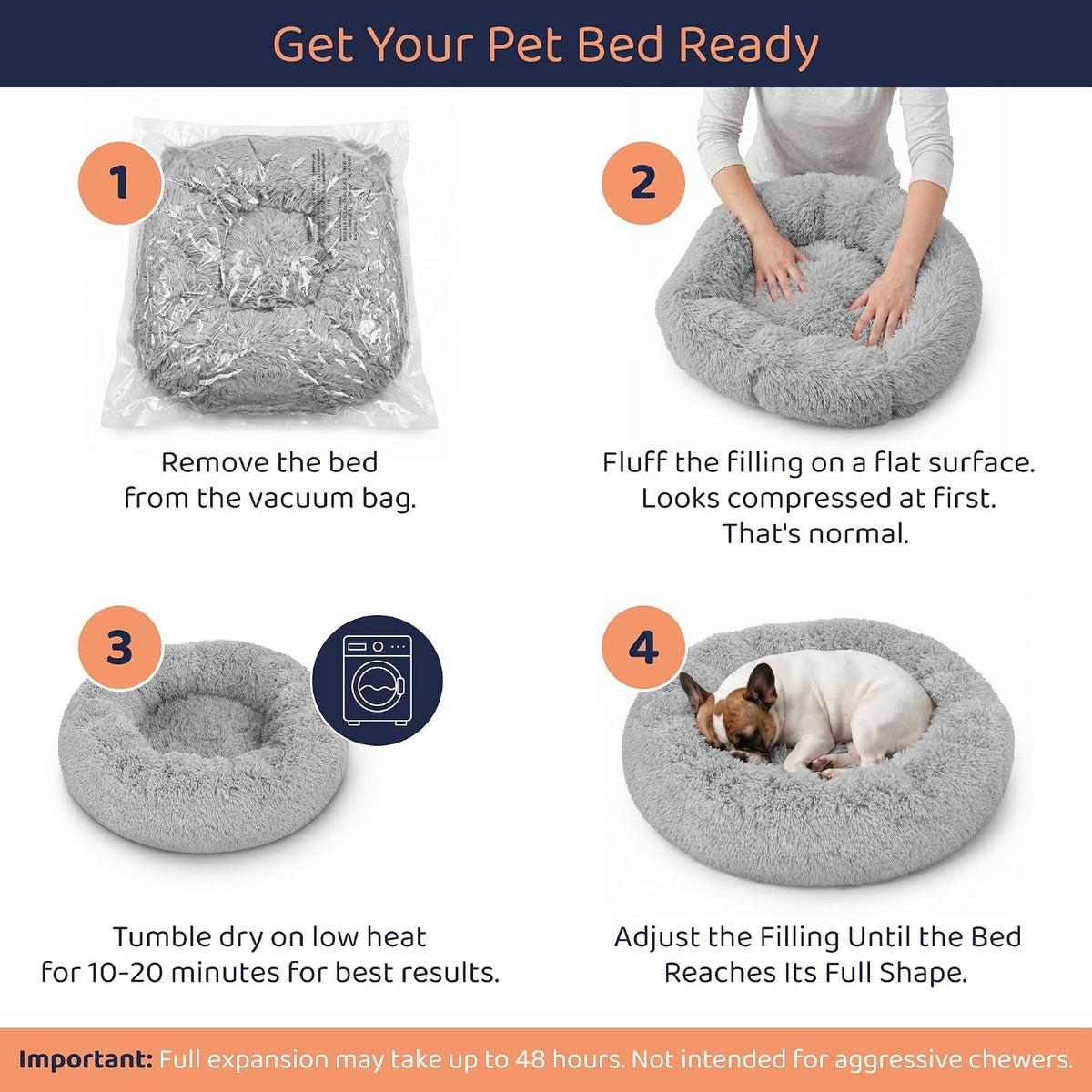 Calming Donut Dog Bed for Small Dogs, Round Dog Bed for Medium & Large Dogs