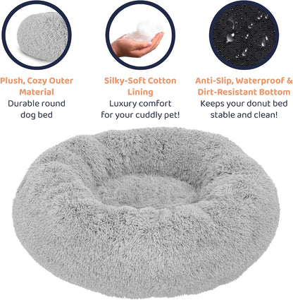 Calming Donut Dog Bed for Small Dogs, Round Dog Bed for Medium & Large Dogs