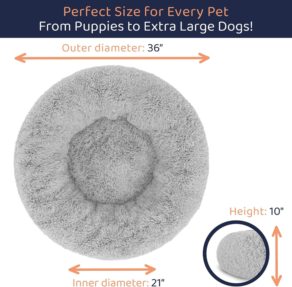 Calming Donut Dog Bed for Small Dogs, Round Dog Bed for Medium & Large Dogs