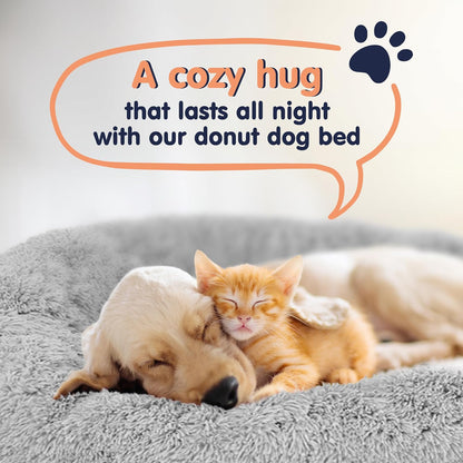 Calming Donut Dog Bed for Small Dogs, Round Dog Bed for Medium & Large Dogs