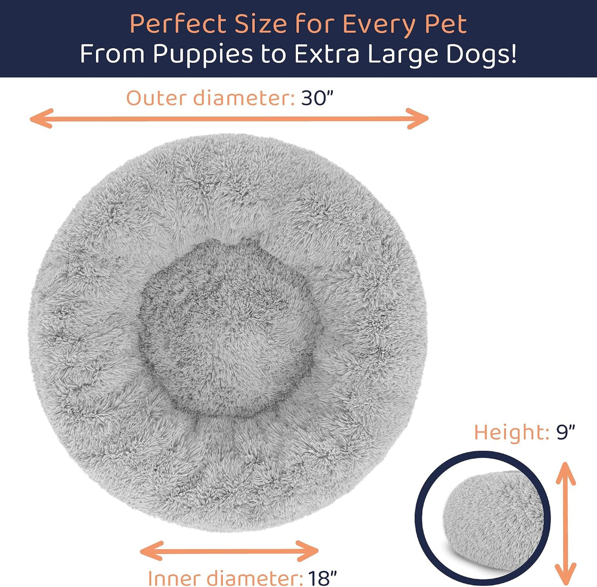 Calming Donut Dog Bed for Small Dogs, Round Dog Bed for Medium & Large Dogs
