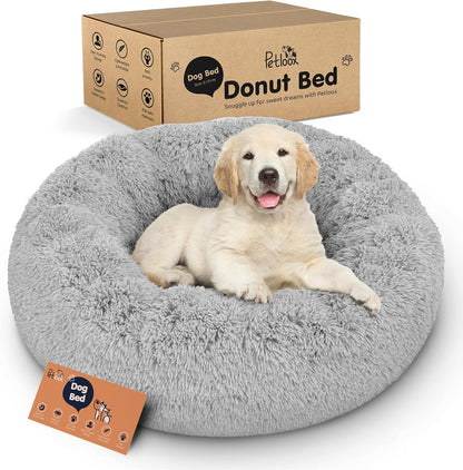 Calming Donut Dog Bed for Small Dogs, Round Dog Bed for Medium & Large Dogs