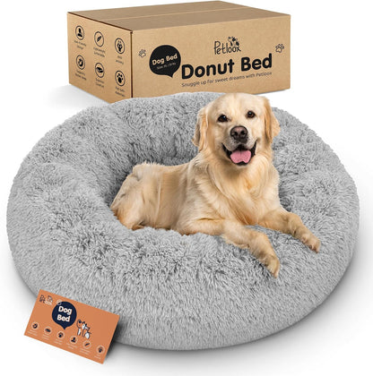 Calming Donut Dog Bed for Small Dogs, Round Dog Bed for Medium & Large Dogs