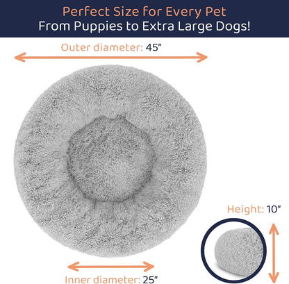 Calming Donut Dog Bed for Small Dogs, Round Dog Bed for Medium & Large Dogs