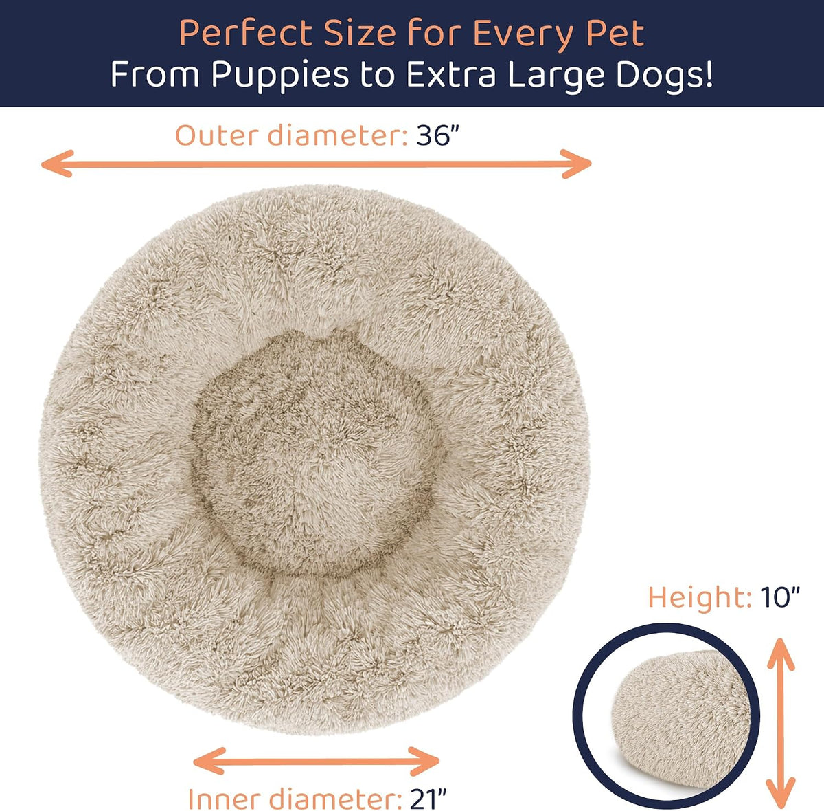 Calming Donut Dog Bed for Small Dogs, Round Dog Bed for Medium & Large Dogs