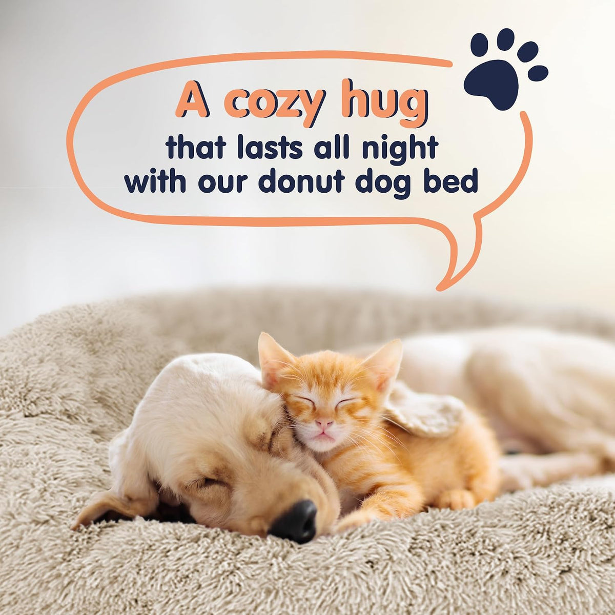 Calming Donut Dog Bed for Small Dogs, Round Dog Bed for Medium & Large Dogs