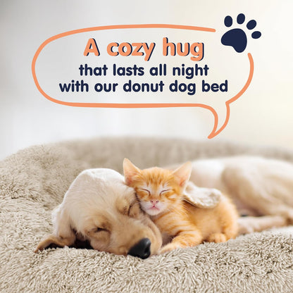 Calming Donut Dog Bed for Small Dogs, Round Dog Bed for Medium & Large Dogs