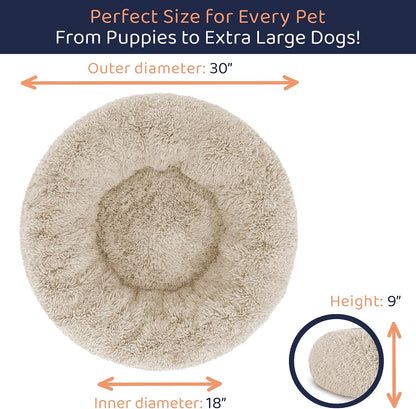 Calming Donut Dog Bed for Small Dogs, Round Dog Bed for Medium & Large Dogs