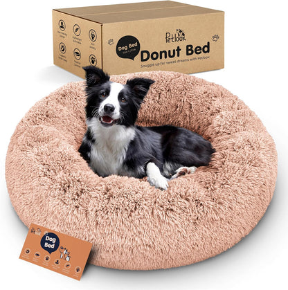 Calming Donut Dog Bed for Small Dogs, Round Dog Bed for Medium & Large Dogs