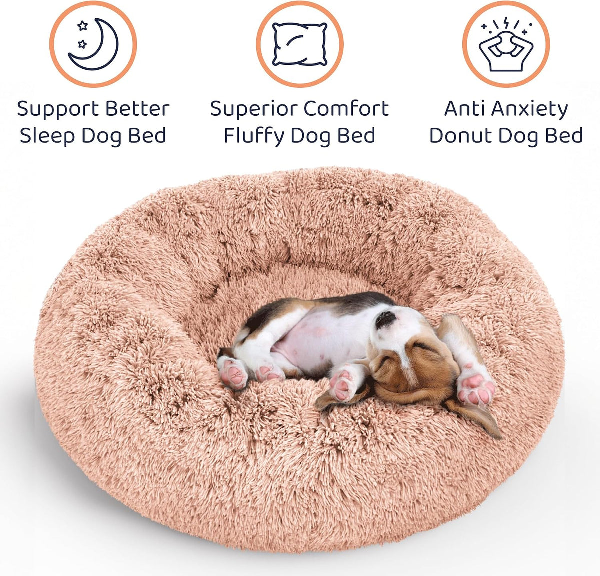 Calming Donut Dog Bed for Small Dogs, Round Dog Bed for Medium & Large Dogs