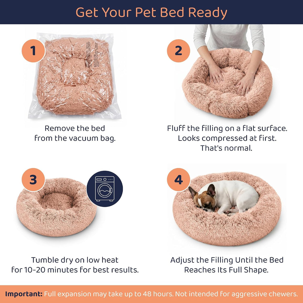 Calming Donut Dog Bed for Small Dogs, Round Dog Bed for Medium & Large Dogs