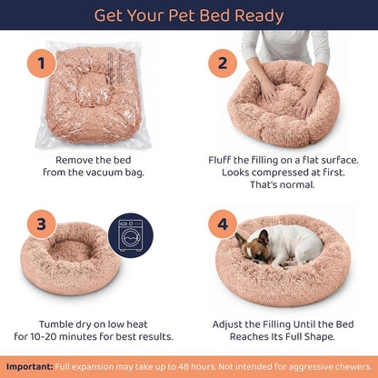 Calming Donut Dog Bed for Small Dogs, Round Dog Bed for Medium & Large Dogs