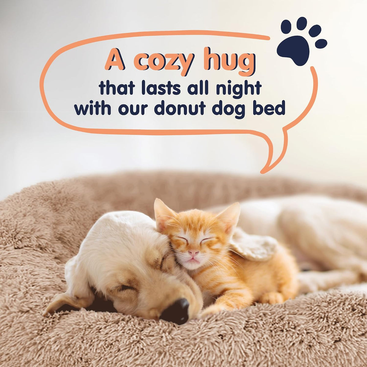 Calming Donut Dog Bed for Small Dogs, Round Dog Bed for Medium & Large Dogs