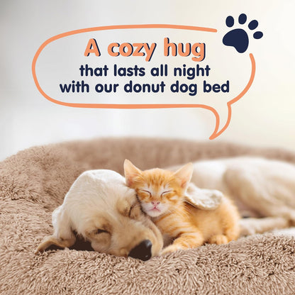 Calming Donut Dog Bed for Small Dogs, Round Dog Bed for Medium & Large Dogs