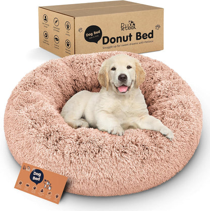 Calming Donut Dog Bed for Small Dogs, Round Dog Bed for Medium & Large Dogs