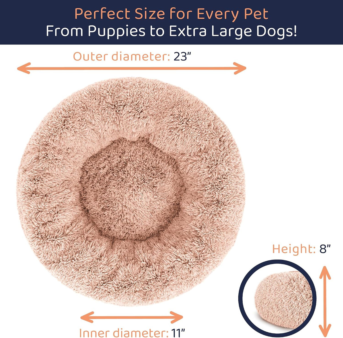 Calming Donut Dog Bed for Small Dogs, Round Dog Bed for Medium & Large Dogs