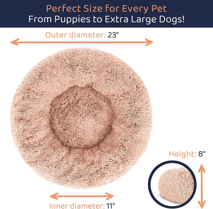 Calming Donut Dog Bed for Small Dogs, Round Dog Bed for Medium & Large Dogs