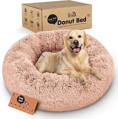 Calming Donut Dog Bed for Small Dogs, Round Dog Bed for Medium & Large Dogs