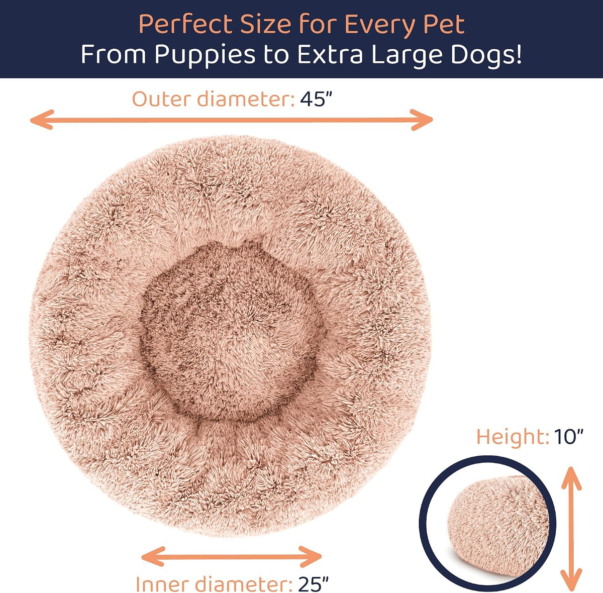 Calming Donut Dog Bed for Small Dogs, Round Dog Bed for Medium & Large Dogs