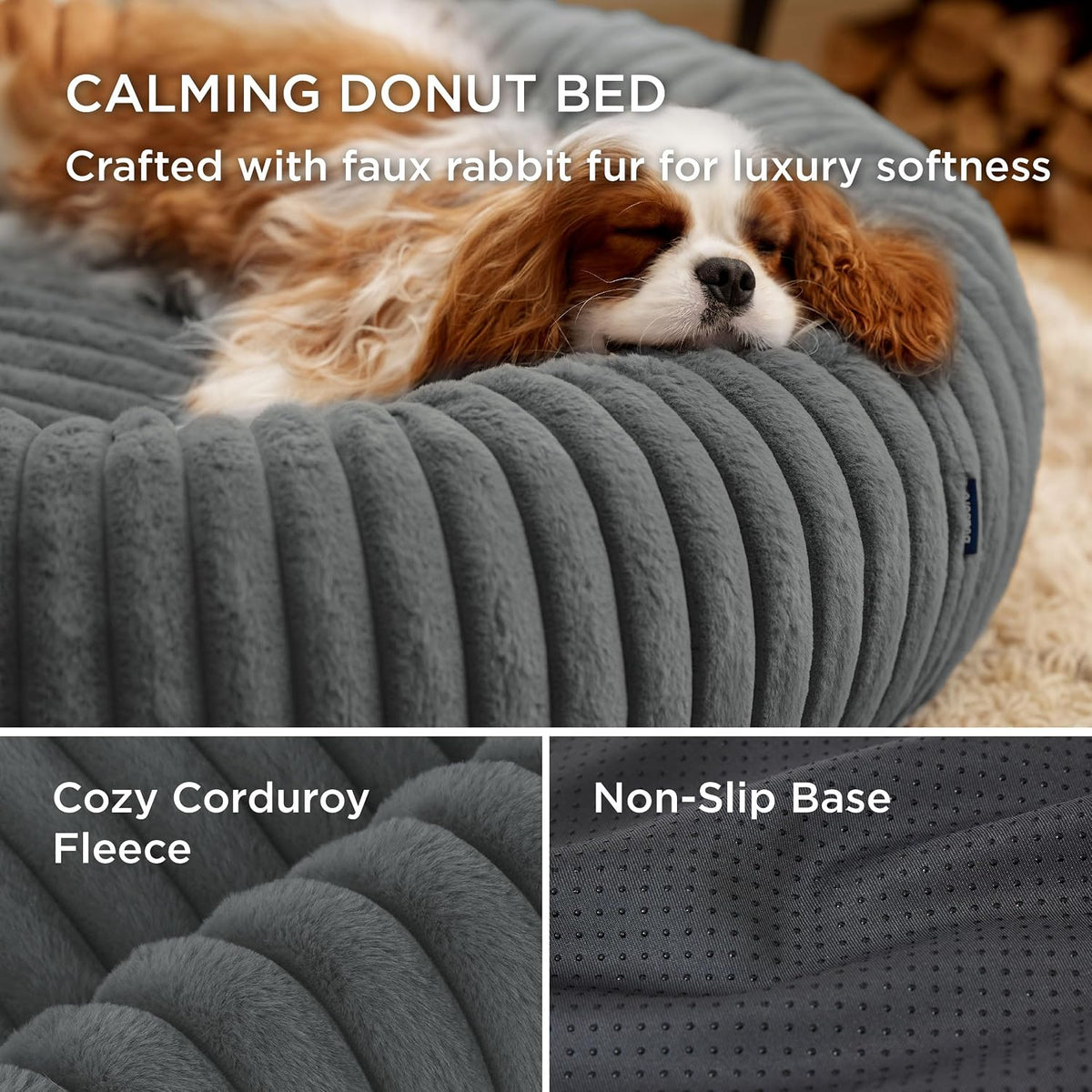 ComfyFleece® Donut Dog Bed Medium Size Dog with Washable Cover