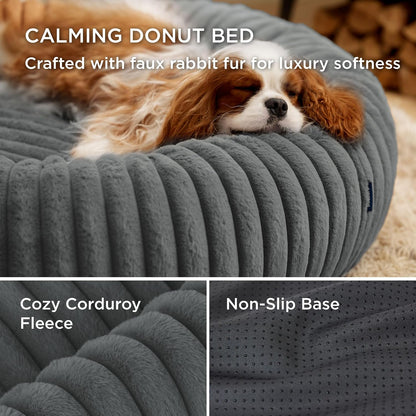 ComfyFleece® Donut Dog Bed Medium Size Dog with Washable Cover