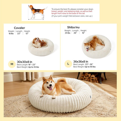 ComfyFleece® Donut Dog Bed Medium Size Dog with Washable Cover