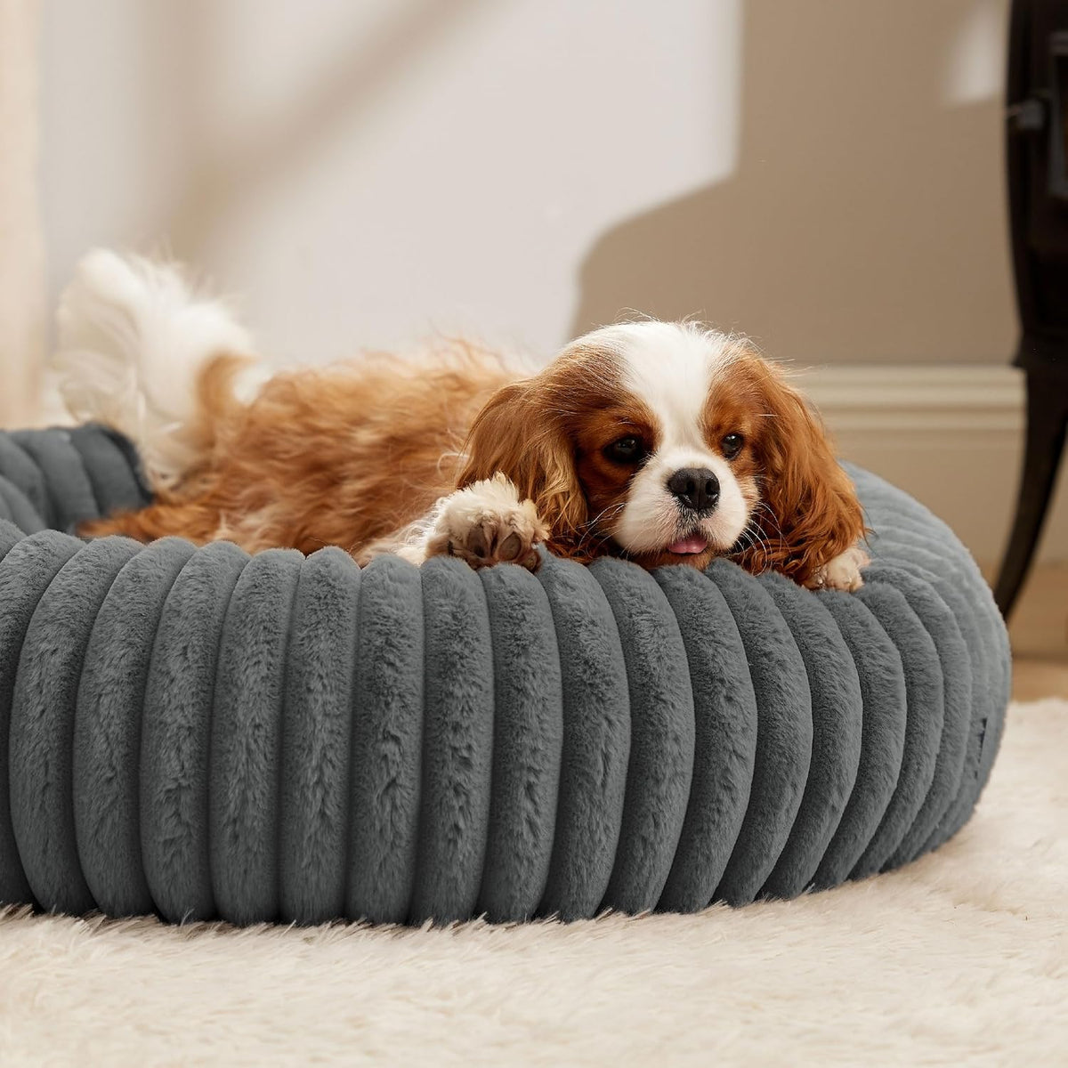 ComfyFleece® Donut Dog Bed Medium Size Dog with Washable Cover