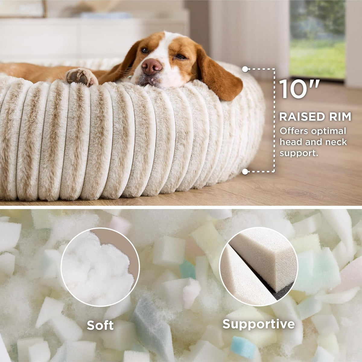 ComfyFleece® Donut Dog Bed Medium Size Dog with Washable Cover